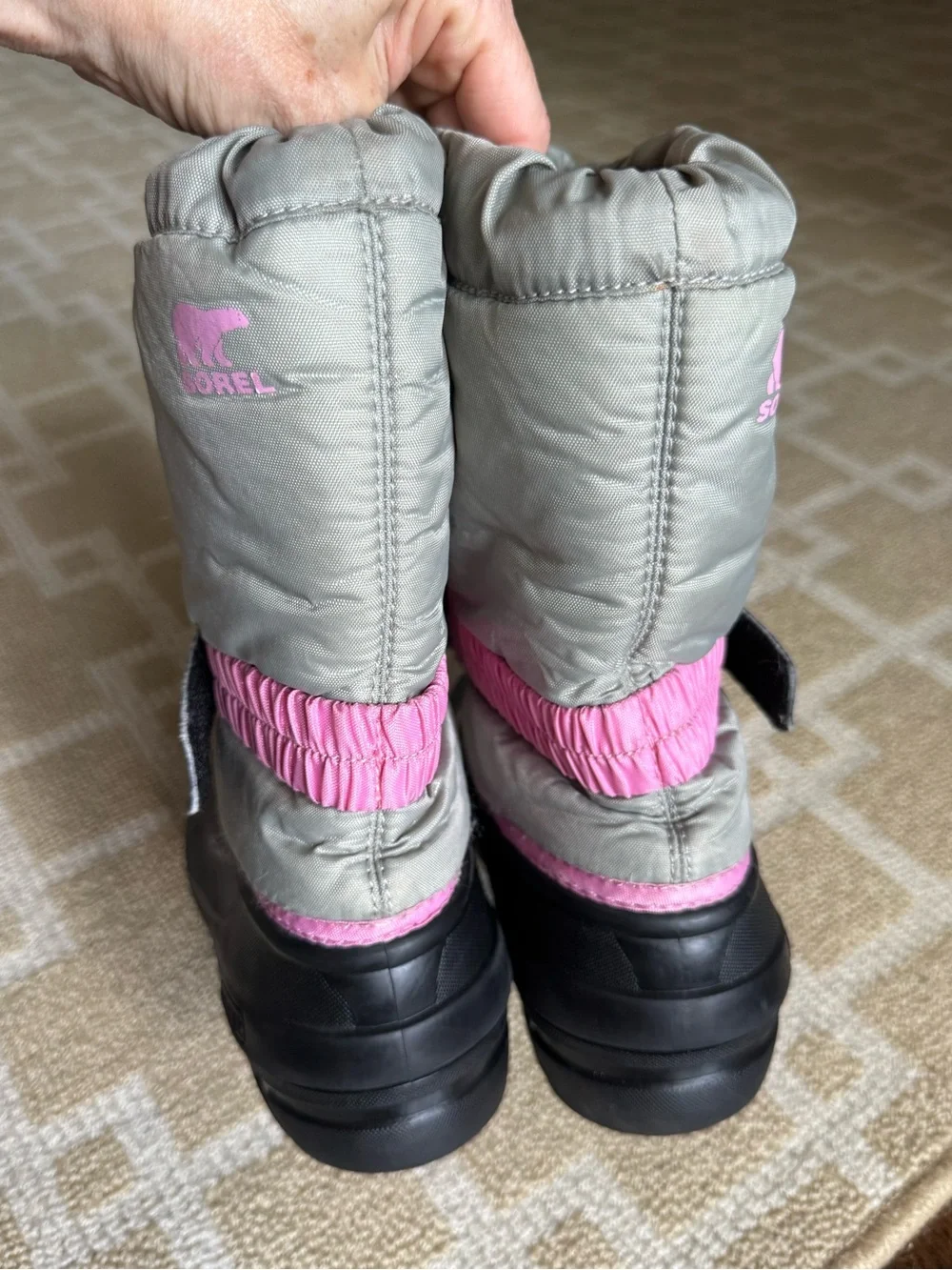 Sorel Kids Waterproof Winter Snow Boots Gray Black Pink Girls Size 5